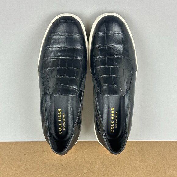 Cole Haan Grandpro Spectator Leather Loafers Womens 8 Black Croc Embossed - Picture 9 of 10
